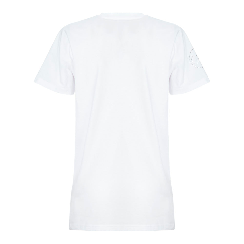 T-shirt bianca con logo oro