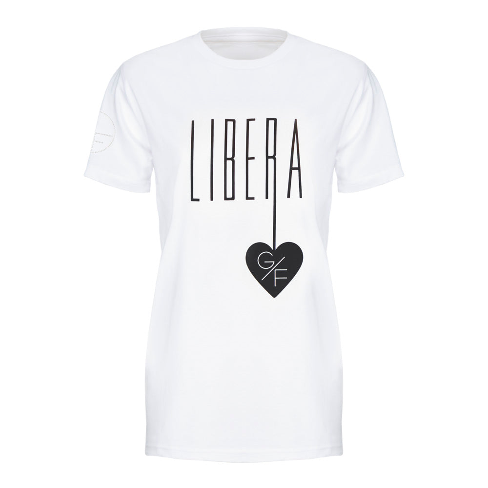 T-shirt Libera bianca scritta nera